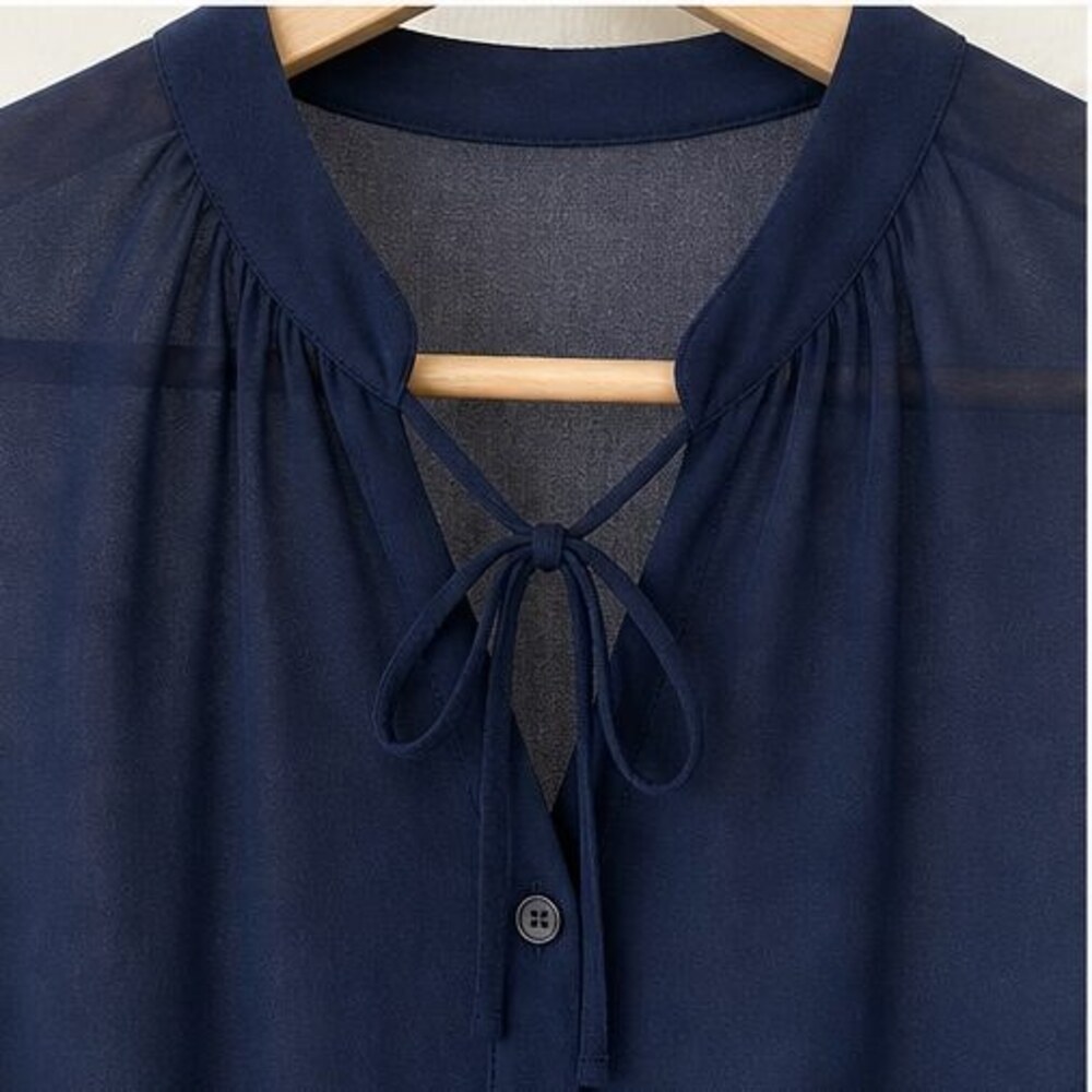 Navy Ruffle Blouse - Picture 4 of 6